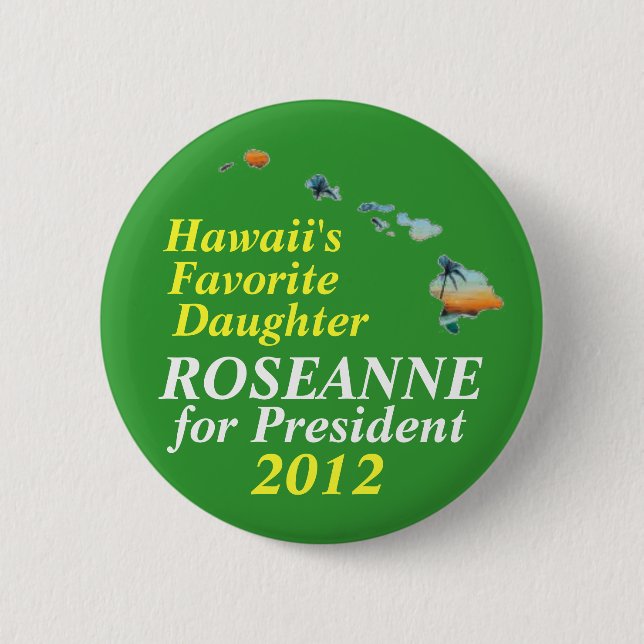 Macaron Rond 5 Cm Hawaï pour Roseanne Barr 2012 (Devant)