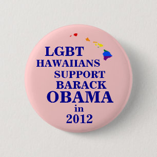 Macaron Rond 5 Cm Hawaïens de LGBT pour Obama 2012