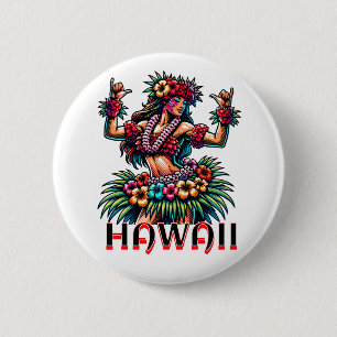 Macaron Rond 5 Cm Hawaii   Hawaiian Hula Dancer