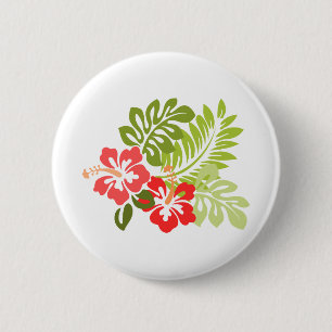 Macaron Rond 5 Cm Hawaii Hibiscus Flora Fleurs Florales Florales Fle