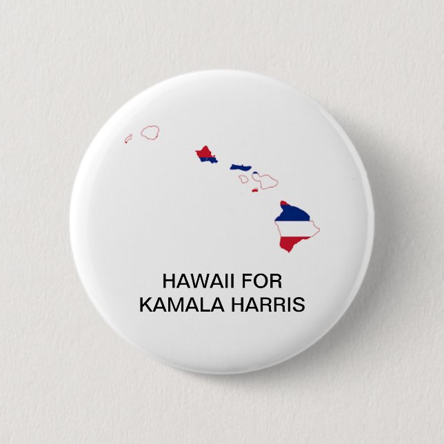 Macaron Rond 5 Cm HAWAII pour le bouton Kamala Harris 2024 (Devant)
