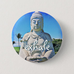 Macaron Rond 5 Cm Hawaii Tropical Buddha Photo Exhale Citation Scrip