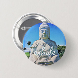 Macaron Rond 5 Cm Hawaii Tropical Buddha Photo Exhale Citation Scrip