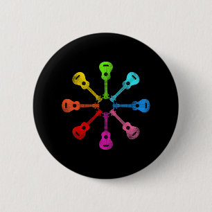 Macaron Rond 5 Cm Hawaiian Ukulele Uke Rainbow Ukulele