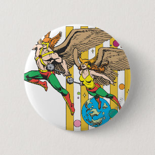 Macaron Rond 5 Cm Hawkman et Hawkwoman