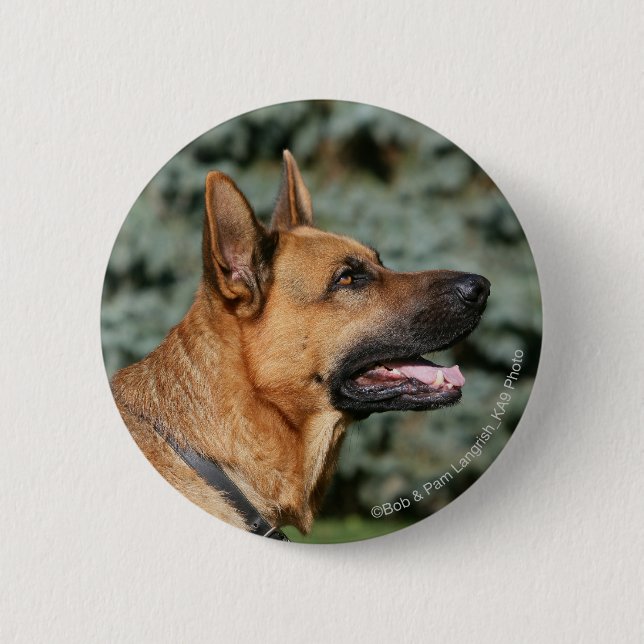Macaron Rond 5 Cm Headshot 1 de berger allemand (Devant)