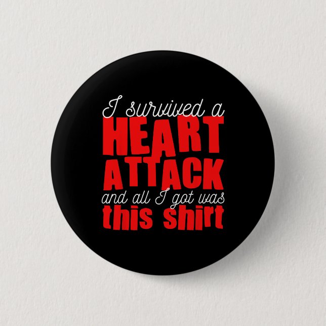 Macaron Rond 5 Cm Heart Attack Heart Disease Survivor  (Devant)
