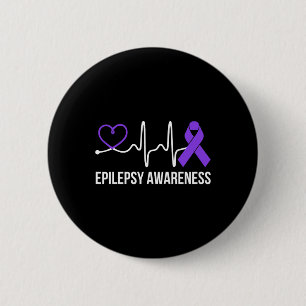 Macaron Rond 5 Cm Heart-beat Epilepsy Sensibilisation à l'épilepsie