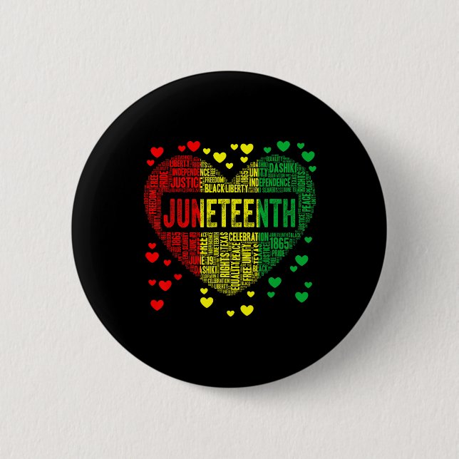 Macaron Rond 5 Cm Heart Black History Afro American African Freedom (Devant)