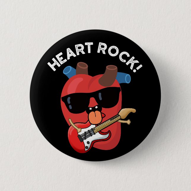 Macaron Rond 5 Cm Heart Rock Funny Music Pun Dark BG (Devant)