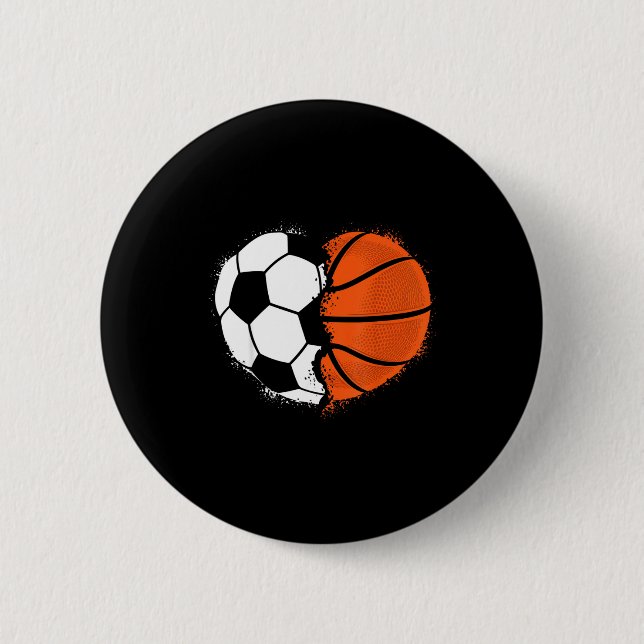 Macaron Rond 5 Cm Heart Srts Soccer Basketball Ball Lover Valentines (Devant)