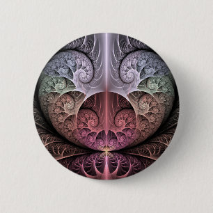Macaron Rond 5 Cm Heartbeat, Abstrait surreal Imaginaire Fractal Art