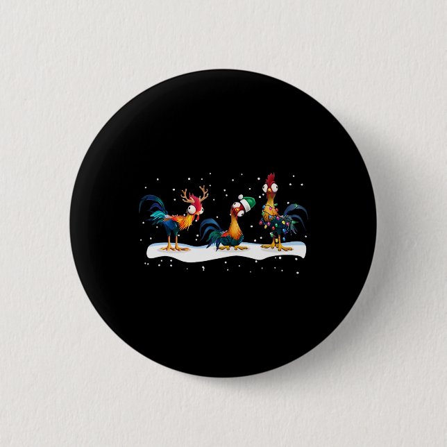 Macaron Rond 5 Cm Hei Hei Chicken Christmas - Uni (Devant)