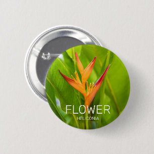 Macaron Rond 5 Cm Heliconia Fleurs Plante Botanique Jardin Design