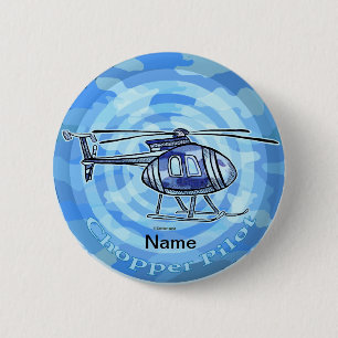 Macaron Rond 5 Cm Hélicoptère Blue Sky