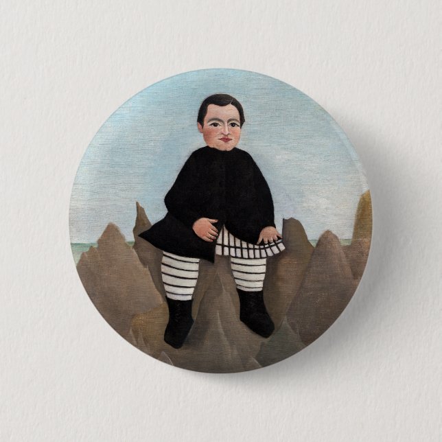 Macaron Rond 5 Cm Henri Rousseau - Garçon sur les rochers (Devant)