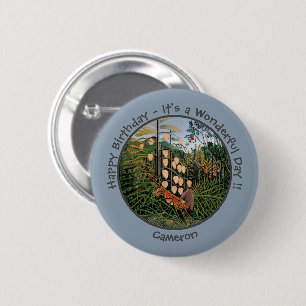 Macaron Rond 5 Cm Henri Rousseau Tiger & Bull Party Items Collection