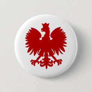 Macaron Rond 5 Cm Heraldique Aigle rouge Silhouette Couronne