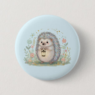 Macaron Rond 5 Cm Hérisson mignon avec lanterne