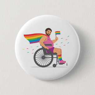 Macaron Rond 5 Cm Héros de FLAG-BEAR-ERS Wheelrchair