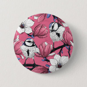 Macaron Rond 5 Cm Heure du printemps en rose