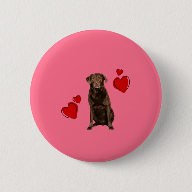Macaron Rond 5 Cm Heureuse Sainte-Valentin du chocolat du Labrador (Devant)