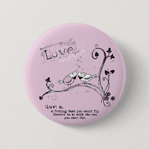 Macaron Rond 5 Cm Heureuse Sainte-Valentin, petit oiseau