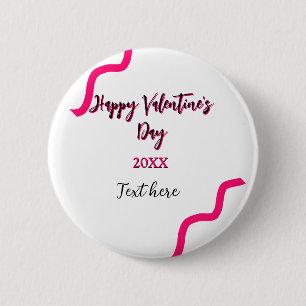 Macaron Rond 5 Cm Heureuse Sainte-Valentin rose noir spirale audacie