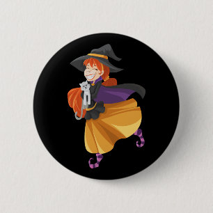 Macaron Rond 5 Cm Heureuse sorcière d'Halloween