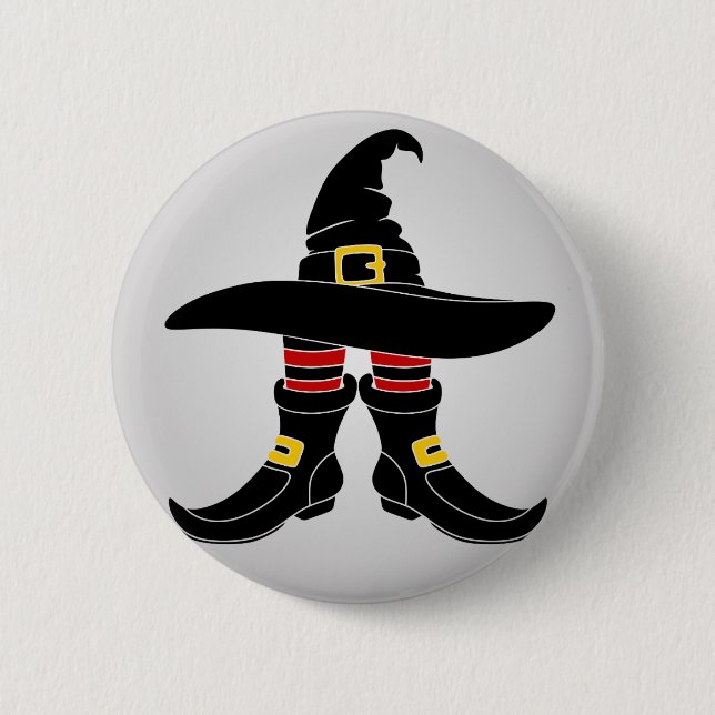 Macaron Rond 5 Cm Heureuse sorcière d'Halloween (Devant)