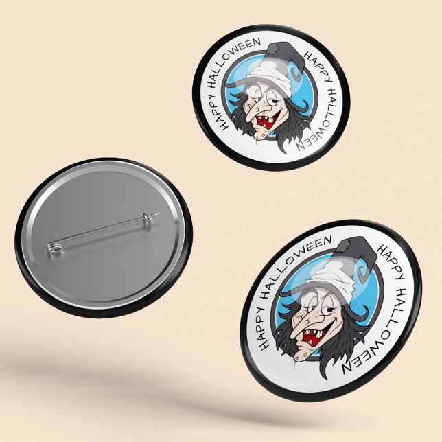 Macaron Rond 5 Cm Heureuse sorcière d'Halloween (Créateur téléchargé)