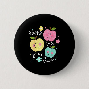 Macaron Rond 5 Cm Heureux de voir votre visage Groovy Apple Smile Fa