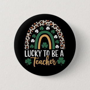Macaron Rond 5 Cm Heureux d'être enseignant Rainbow St Patrick's Day
