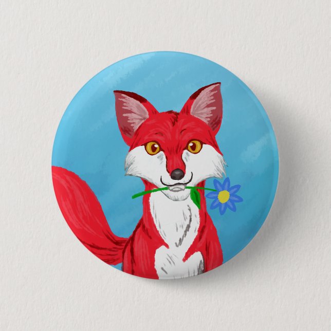 Macaron Rond 5 Cm Heureux Fox (Devant)