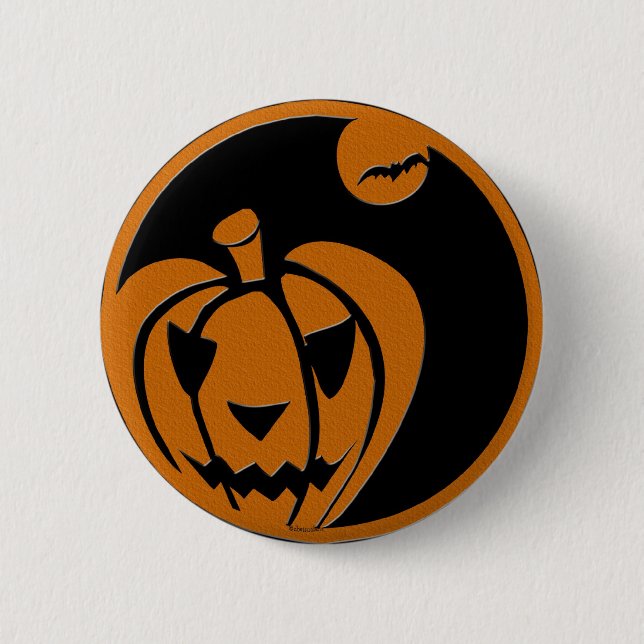 Macaron Rond 5 Cm heureux halloween Jack-o'-lantern (Devant)