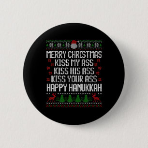Macaron Rond 5 Cm Heureux Hanoukka Embrasse Mon Joyeux Noël