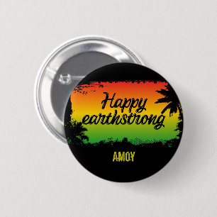 Macaron Rond 5 Cm Heureux Rasta Jamaïcain Earthstrong Salutation ann