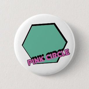 Macaron Rond 5 Cm Hexagone vert vintage avec texte rond rose