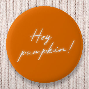 Macaron Rond 5 Cm Hey Citrouille Halloween Burnt Orange manuscrit