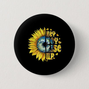Macaron Rond 5 Cm Hey Rise Up Ukraine tournesol paix pour l'Ukraine