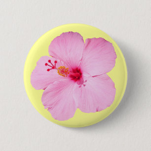 Macaron Rond 5 Cm Hibiscus rose Fleur tropicale