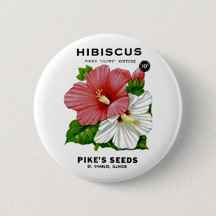 Macaron Rond 5 Cm Hibiscus Vintage Seed Packet