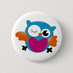 Macaron Rond 5 Cm Hibou