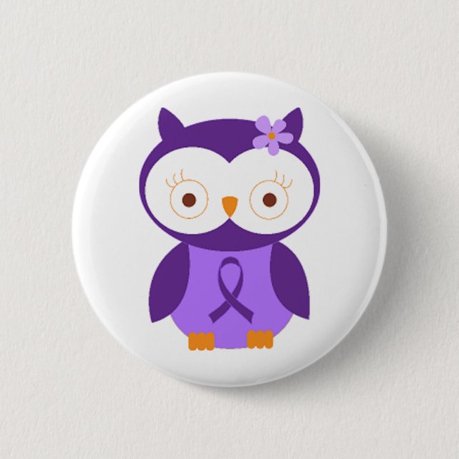 Macaron Rond 5 Cm Hibou de fibromyalgie (Devant)