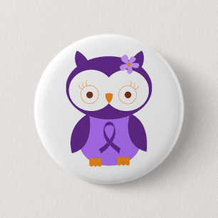 Macaron Rond 5 Cm Hibou de fibromyalgie