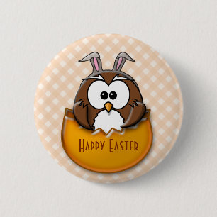 Macaron Rond 5 Cm hibou de Pâques - orange