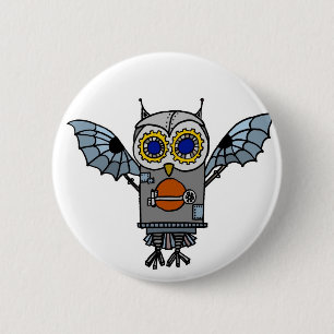 Macaron Rond 5 Cm Hibou de robot