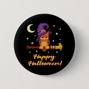 Macaron Rond 5 Cm Hibou d'Halloween
