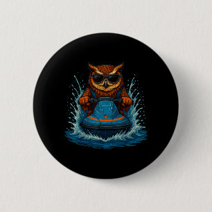 Macaron Rond 5 Cm Hibou drôle avec des lunettes de soleil Animal pil