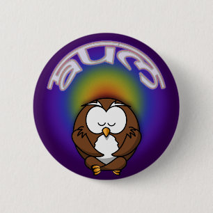 Macaron Rond 5 Cm hibou du yoga